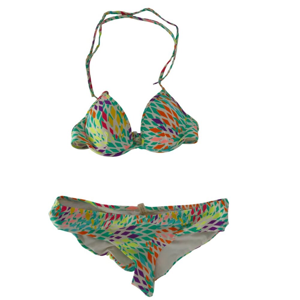 Victoria's Secret Swim Suit Bikini Set Green Red Diamond Pattern Modern Preppy